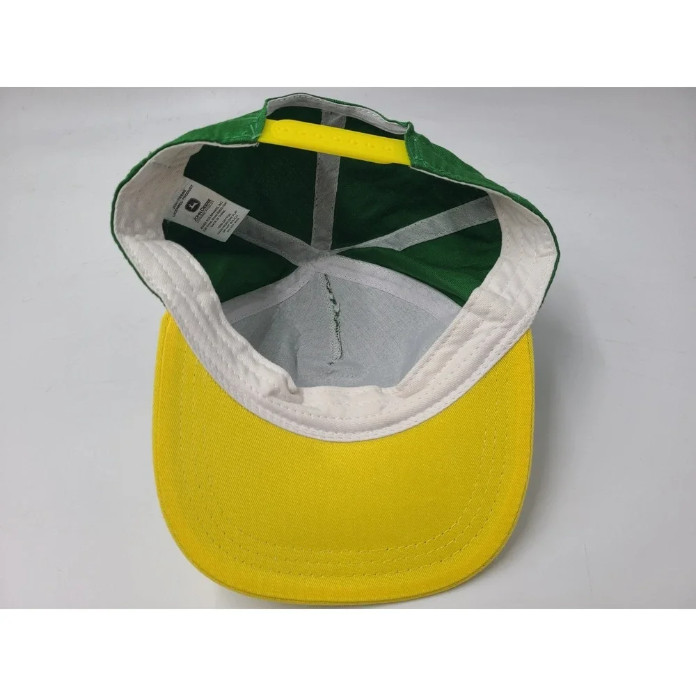 Vintage John Deere Snapback Hat Cap Cotton Farm Hunt Fish Men Women Green Yellow